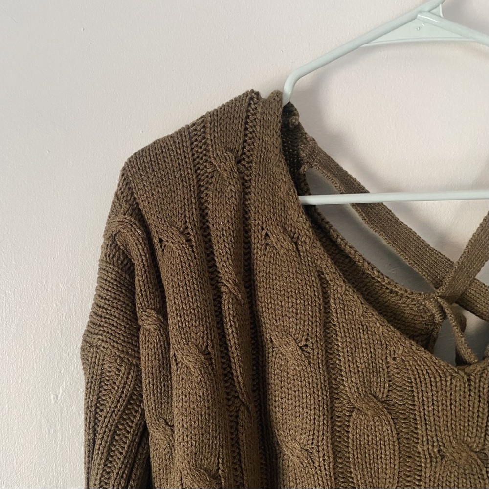 Dark Green Cable Knit Oversized Sweater